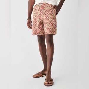 NEW Faherty Men's Classic Boardshort 7" Color: Red Palm Batik